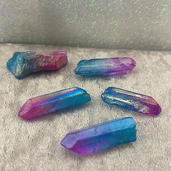 Aura quartz halo angel cotton candy crystal pink blue ombrΓ© electroplated π - Picture 3 of 16